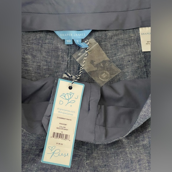 NWT Draper James Chambray Linen Cotton Blend Cropped Pants Size 10 - Picture 9 of 10